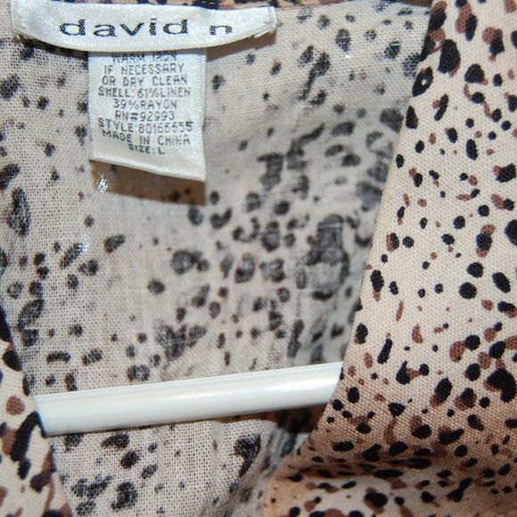 DAVID N Women's Brown Animal Print Jacket With 3 Buttons.  Size Large - Picture 10 of 13